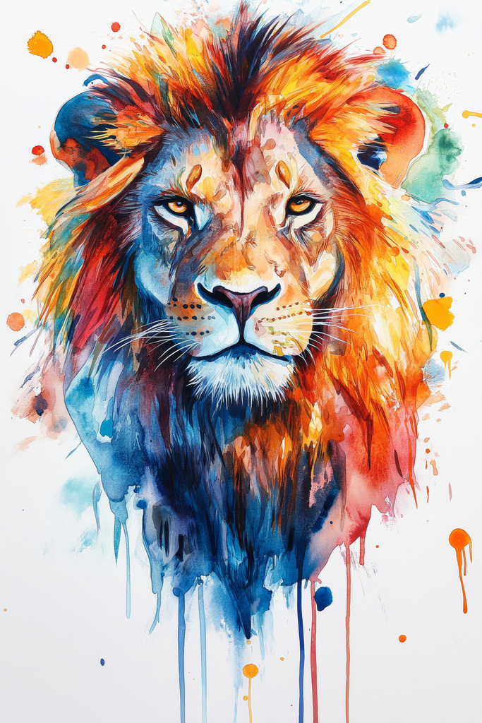 2412018 - Löwe im Aquarell Stil | Ein Löwe im modernen poppigen Aquarell Stil.