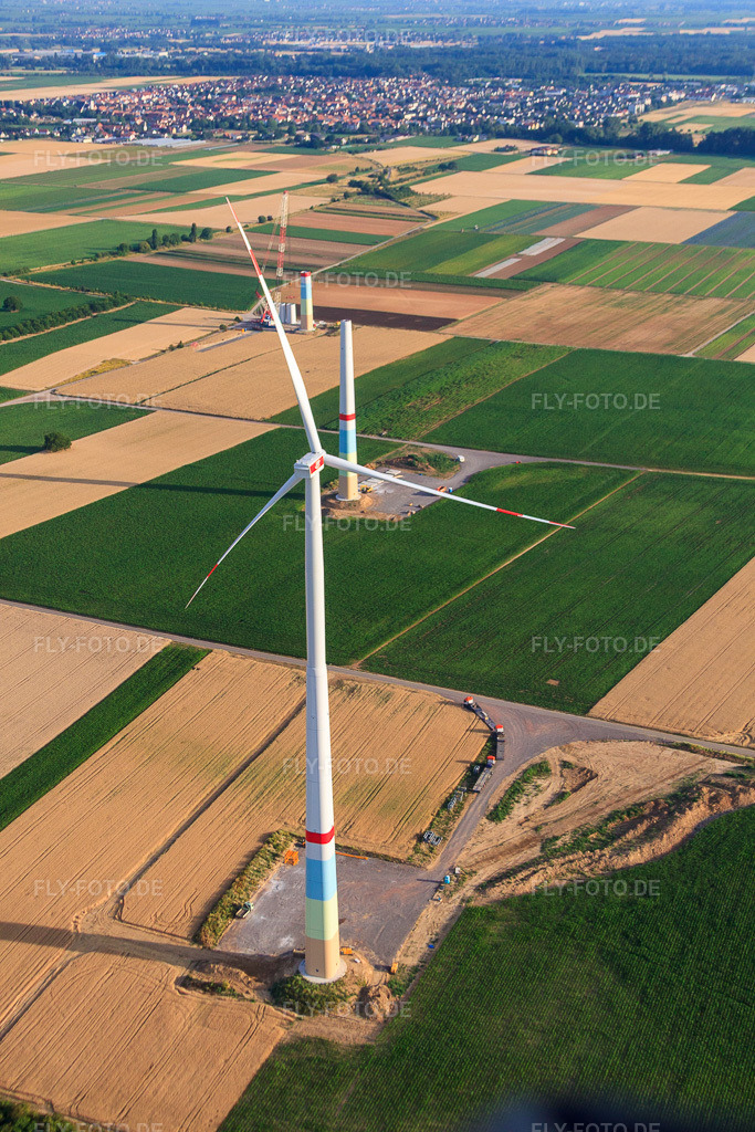 Luftbild: Windparkbaustellen in Offenbach an der Queich im Bundesland Rheinland-Pfalz in Deutschland. Foto: IMG_69725.jpg vom 04.07.2014 durch Werner Riehm/FLY-FOTO.de