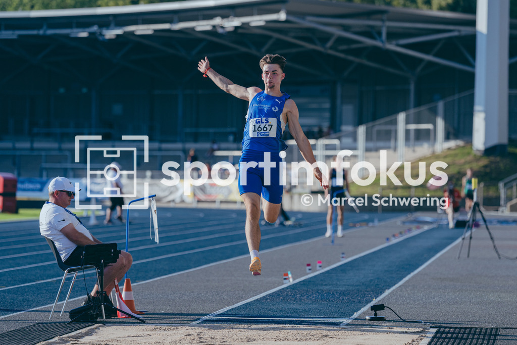 Deutsche Meisterschaften U20 / U16 2026 | Julius Wegermann, TV Wattenscheid 01, 1667, Weitsprung, Deutsche Meisterschaften der U20 &amp; U16 2026, Lohrheidestadion Bochum-Wattenscheid, 10.07.2026. Foto: Marcel Schwering / sportimfokus - Realisiert mit Pictrs.com