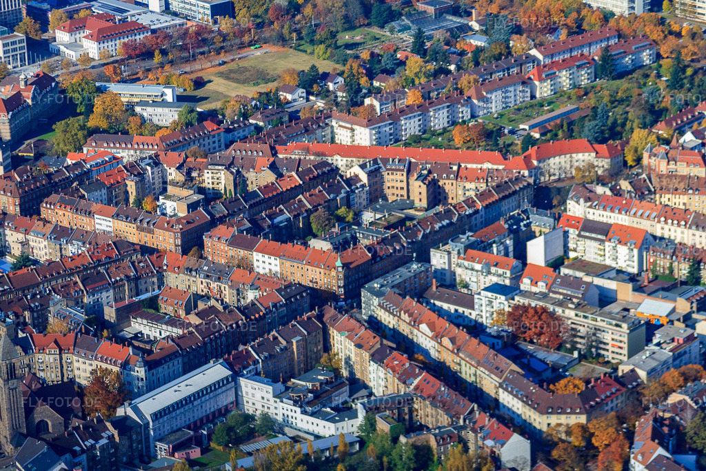 Luftbild: Gerwigstraße x Georg-Friedrich-Straße im Ortsteil Oststadt in Karlsruhe im Bundesland Baden-Württemberg in Deutschland. Foto: IMG_35091.jpg vom 31.10.2010 durch Werner Riehm/FLY-FOTO.de