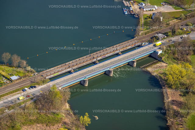 Wetter220401549 | Luftbild, Obergrabenbrücke und Ruhrbrücke Friedrichstraße am Harkortsee, mit paralleler Eisenbahnbrücke, Wetter, Wetter, Ruhrgebiet, Nordrhein-Westfalen, Deutschland