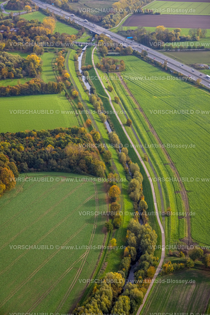 Bergkamen221012856 | Luftbild, Seseke Radweg, Herbstfarben, Fluss Seseke, Methler, Kamen, Ruhrgebiet, Nordrhein-Westfalen, Deutschland