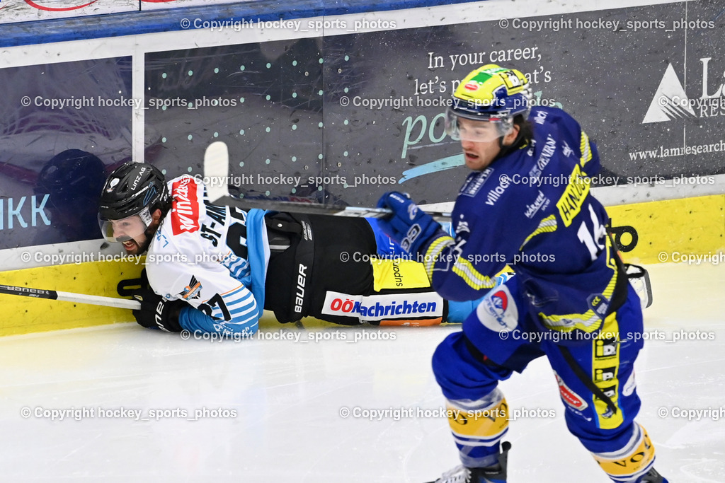 EC IDM WÄRMEPUMPEN VSV vs. Steinbach Black Wings Linz | #27 Shawn St-Amant Black Wings Linz, EC IDM WÄRMEPUMPEN VSV vs. Steinbach Black Wings Linz, EC IDM WÄRMEPUMPEN VSV vs. Steinbach Black Wings Linz am 28.11.2025 in Villach (Stadthalle Villach), Austria, (Photo by Bernd Stefan)