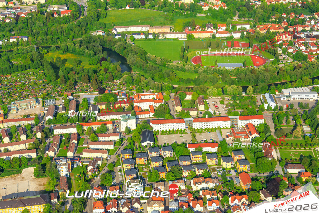 Die Luftaufnahme der Stadt Kempten Allgäu wurde vom UL-Flugzeug heraus erstellt ( keine Drohne )- hohe Auflösung für beste Qualität