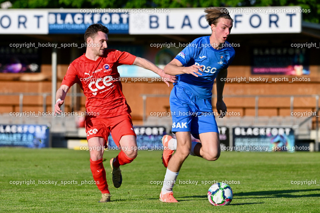 SAK vs. SC ST. Veit | #9 Julian Brandstätter SC St.Veit, #5 Jakob Geister SAK, SAK vs. SC ST. Veit, SAK vs. SC ST. Veit am 30.04.2025 in Klagenfurt (Sportpark Welzenegg), Austria, (Photo by Bernd Stefan)
