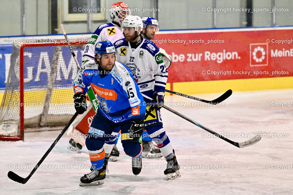 ESC SPARKASSE STEINDORF vs. UECR Huben  | #95 Gelfanov Ruslan ESC Steindorf, #22 Waldner Elias UECR EISBÄREN HUBEN, ESC SPARKASSE STEINDORF vs. UECR Huben , ESC SPARKASSE STEINDORF vs. UECR Huben  am 06.02.2026 in Steindorf (Ossiachersee Halle), Austria, (Photo by Bernd Stefan)