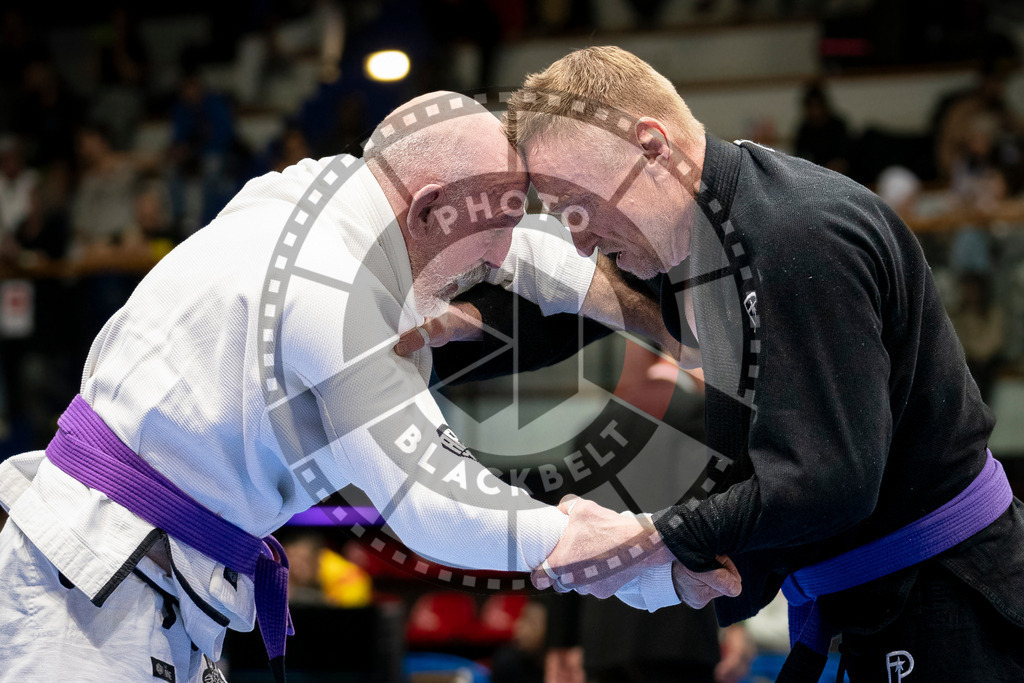 20240125PBB01002 | Fighters compete during the sixth day of the Brazilian Jiu-jitsu European Championship of the IBJJF in Paris, France, on January 25, 2024.