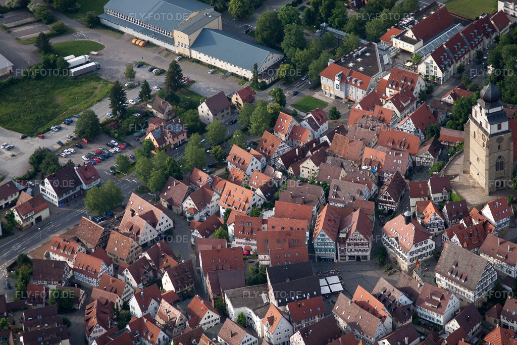 Luftbild: Marktplatz und Rathausgasse in Herrenberg im Bundesland Baden-Württemberg in Deutschland. Foto: IMG_66891.jpg vom 07.06.2014 durch Werner Riehm/FLY-FOTO.de