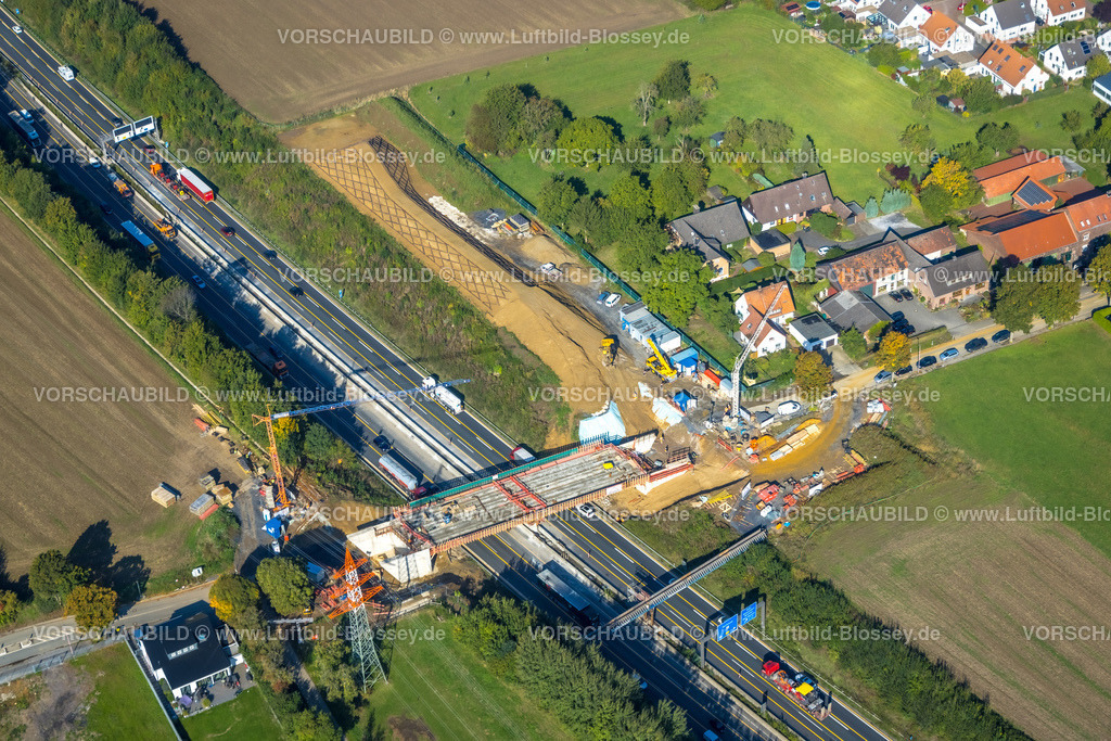 Unna220900365 | Luftbild, Baustelle mit Brückenneubau Hertinger Straße über die Autobahn A44, Unna, Ruhrgebiet, Nordrhein-Westfalen, Deutschland
