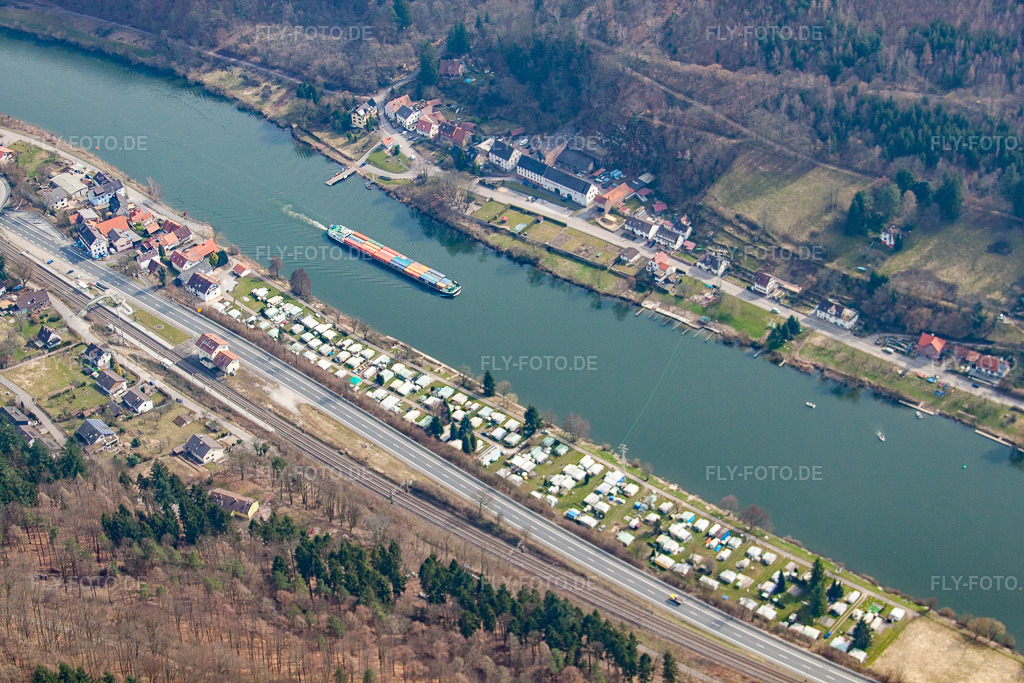 Luftbild: Neckarhausen, Campingplatz Hessisches Neckartal im Ortsteil Neckarhausen in Neckarsteinach im Bundesland Hessen in Deutschland. Foto: IMG_37989.jpg vom 12.03.2011 durch Werner Riehm/FLY-FOTO.de