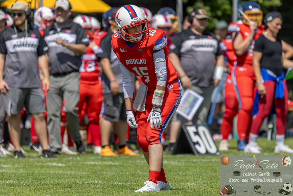 GFLW 1: German Football League Women 1: Rodgau Pioneers Ladies - Stuttgart Scorpions Sisters, 07.06.2026 | Selina Schirmer (Rodgau Pioneers Ladies #15), Freisteller, Portrait / Porträt, Rodgau Pioneers Ladies - Stuttgart Scorpions Sisters, Rodgau, Maingau-Energie-Stadion "Am Weichsee", 7.6.2026 - Realisiert mit Pictrs.com