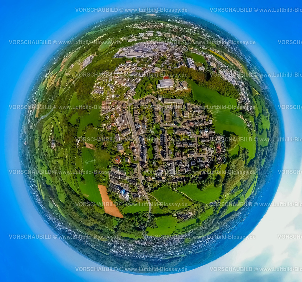 Wetter24059021Schmandbruch_Volmarstein | Luftbild, Ortsteil Schmadbruch und Gewerbegebiet Am Nielande an der Autobahn A1, Erdkugel, Fisheye Aufnahme, Fischaugen Aufnahme, 360 Grad Aufnahme, tiny world, little planet, fisheye Bild, Schmandbruch, Wetter, Ruhrgebiet, Nordrhein-Westfalen, Deutschland