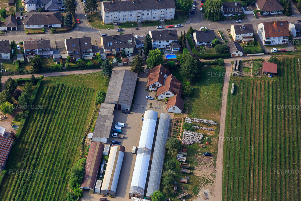 Luftbild: Biohof Kugelmann in Kandel im Bundesland Rheinland-Pfalz in Deutschland. Foto: IMG_108979.jpg vom 15.07.2018 durch Werner Riehm/FLY-FOTO.deÜber uns - Biozyklisch-Veganer Anbau