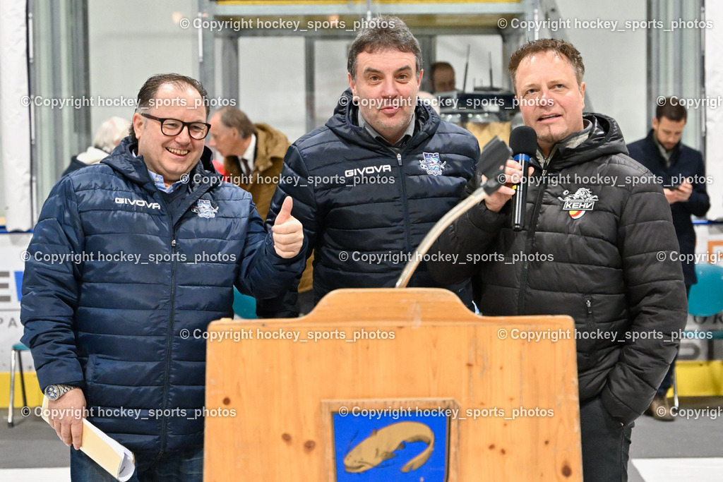 ESC Soccerzone Steindorf 50 Jahr Feier 26.2.2023 | Sportlicher Leiter ESC Steindorf, KEHV Präsident Michael Herzog Löschnig, Obmann ESC Steindorf Hans Tschernutter