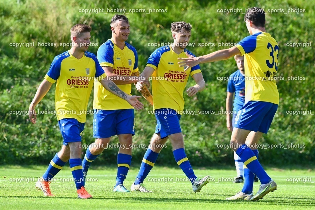 SV Afritz vs. ASKÖ Bodensdorf 20.8.2023 | Jubel SV Afritz Mannschaft, #28 Nico Moser, #15 Niklas Stinnig, #12 Sandro Pascal Moser, #9 Fabian Hannes Raab