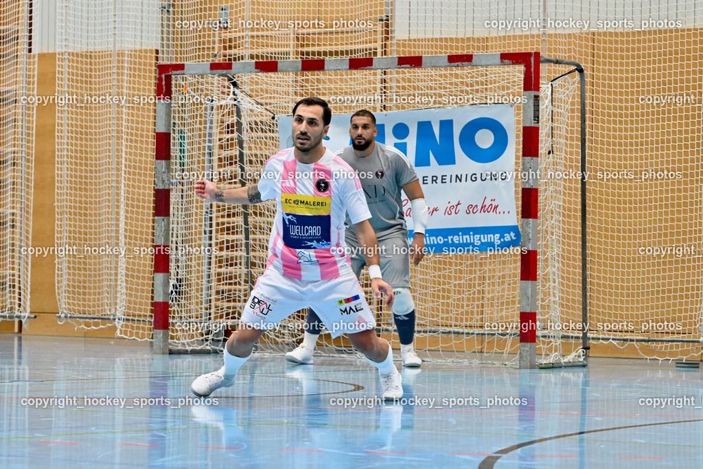 Carinthia Flamengo Futsal Club vs. FC Ljuti Krajisnici | #70 Yosifov Svetlozar Angelov Carinthia Flamengo, #1 Youssef Helal Carinthia Flamengo, Carinthia Flamengo Futsal Club vs. FC Ljuti Krajisnici, Carinthia Flamengo Fusal Club vs. FC Ljuti Krajisnici am 12.10.2025 in Klagenfurt (Ballspielhalle Viktring), Austria, (Photo by Bernd Stefan)