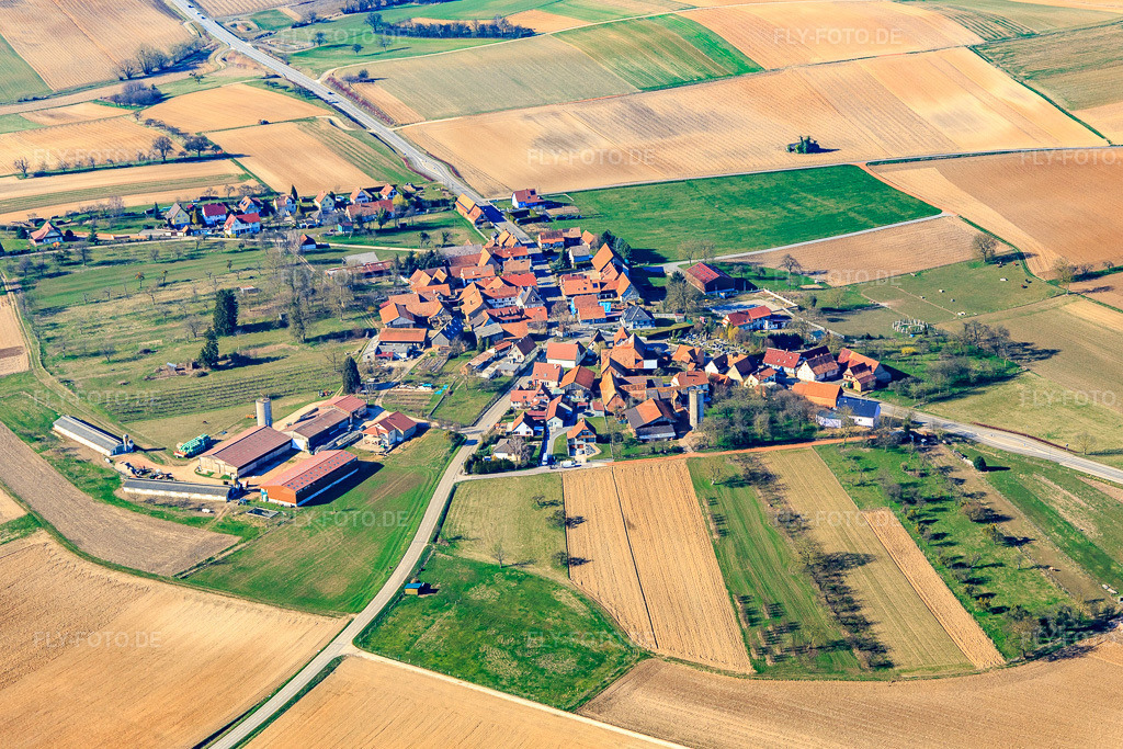 Luftbild: Ortsteil Kuhlendorf in Betschdorf im Bundesland Bas-Rhin in Frankreich.Foto: IMG_097445.jpg vom 16.03.2017 durch Werner Riehm/FLY-FOTO.deAuflösung des Originals: 5032 x 3355 px