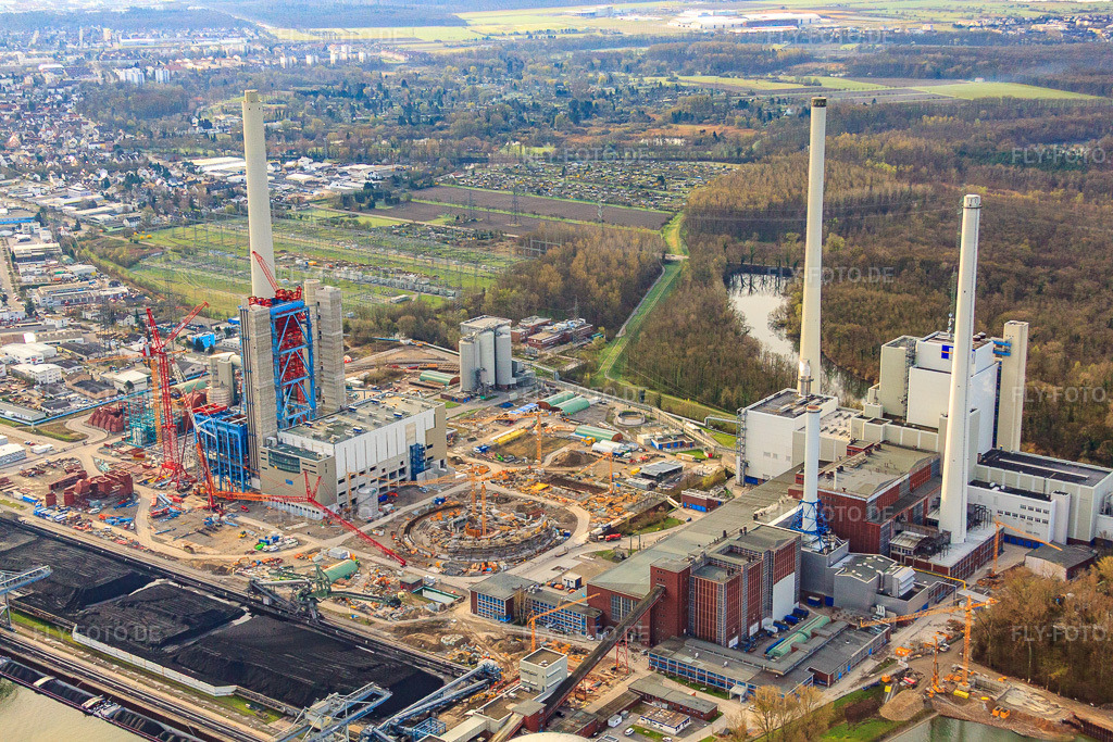 Luftbild: Neubau ENBW Rheinhafen-Dampfkraftwerk Karlsruhe im Ortsteil Daxlanden in Karlsruhe im Bundesland Baden-Württemberg in Deutschland. Foto: IMG_25463.jpg vom 02.04.2010 durch Werner Riehm/FLY-FOTO.de