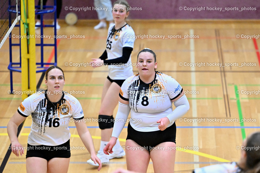 ASKÖ Volley Eagles Villach vs. TI- Schu Staudinger Volley 22.3.2024 | #16 Tamy KÖFLER Villach ASKÖ Volley, #8 Arijana DUCANOVIC Villach ASKÖ Volley, #25 Chiara SCHULER Villach ASKÖ Volley, ASKÖ Volley Eagles Villach vs. TI- Schu Staudinger Volley 22.3.2024, ASKÖ Volley Eagles Villach vs. TI- Schu Staudinger Volley am 22.03.2024 in Villach (Ballspielhalle Lind), Austria, (Photo by Bernd Stefan)