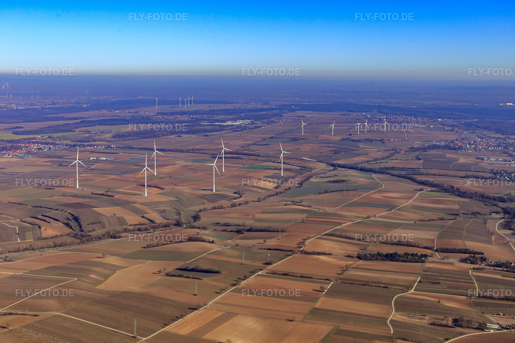Luftbild: Windpark Freckenfeld in Freckenfeld im Bundesland Rheinland-Pfalz in Deutschland. Foto: IMG_112660.jpg vom 16.02.2019 durch Werner Riehm/FLY-FOTO.deKununu