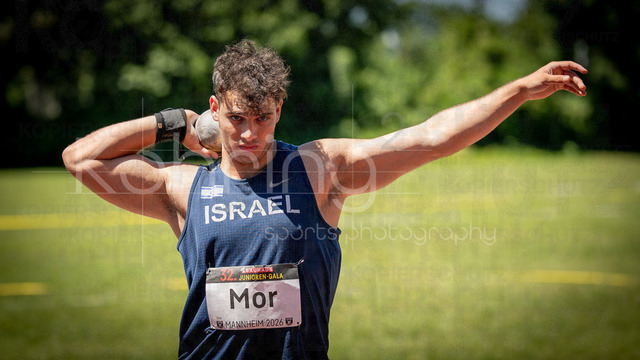 Juniorengala 2026; Mannheim, 13.06.2026 | MANNHEIM, GERMANY - JUNE 13, 2026 : Idoh Mor (ISR/Israel) competing in the men’s U20 shot put  during the Juniorengala 2026 at Michael-Hoffmann-Stadion on June 13, 2026 in Mannheim, Germany.