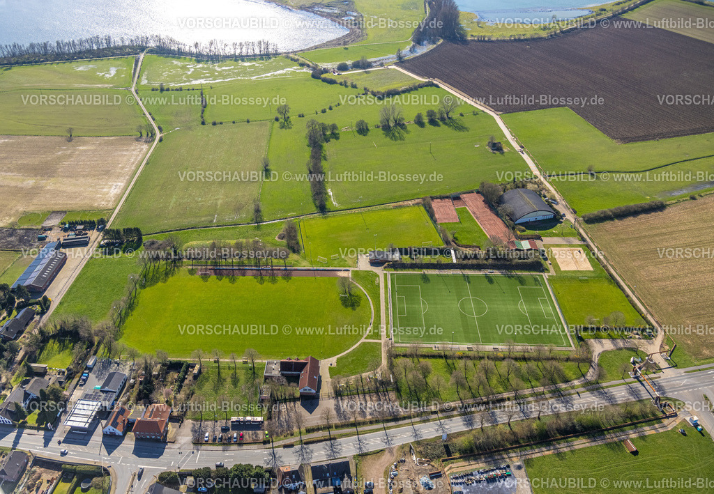 Rees240312247Haldern | Luftbild, Lindenstadion Fußballstadion und Tennisplätze mit Tennishalle, Sportverein SV Haldern 1920 e.V., Haldern, Rees, Nordrhein-Westfalen, Deutschland