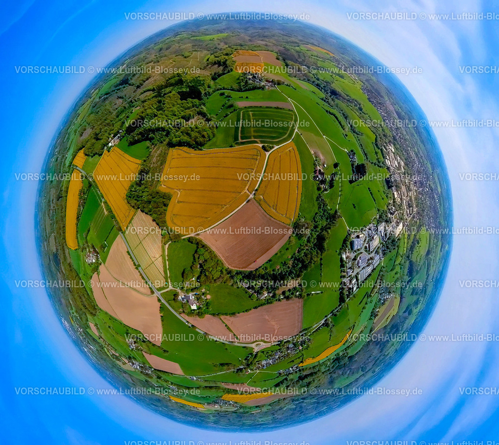 Breckerfeld240590272BauernschaftSonnenschein | Luftbild, Wiesen und Felder der Bauernschaft Sonnenschein Neuenloh, Erdkugel, Fisheye Aufnahme, Fischaugen Aufnahme, 360 Grad Aufnahme, tiny world, little planet, fisheye Bild, Langscheid, Breckerfeld, Ruhrgebiet, Nordrhein-Westfalen, Deutschland