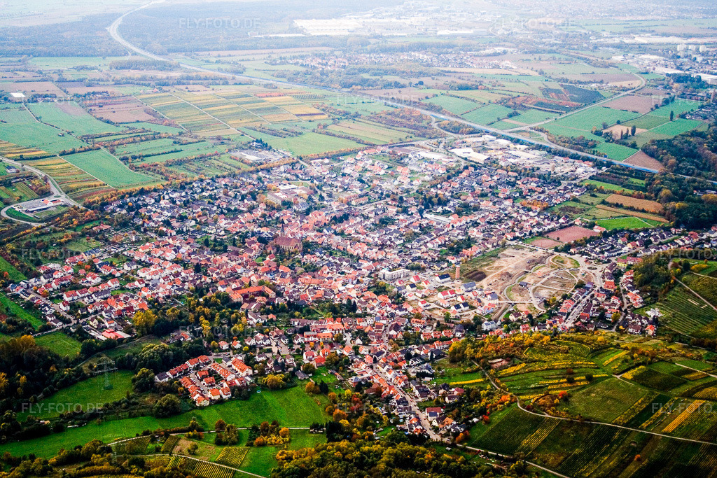 Luftbild: Ortsansicht von Südosten in Rauenberg im Bundesland Baden-Württemberg in Deutschland. Foto: IMG_14202.jpg vom 12.10.2008 durch Werner Riehm/FLY-FOTO.de