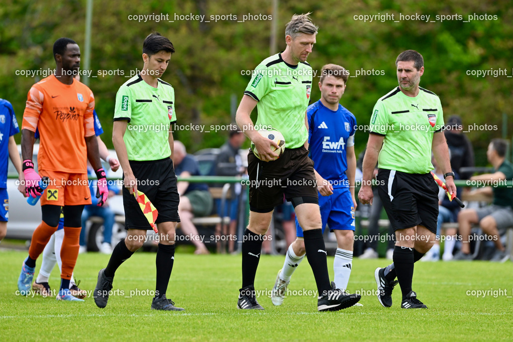 FC Faakersee vs. URC Thal Assling | #99 Ayotunde Ezekiel Ikuepamitan URC Thal Assling, Farid Khademi Referee, Martin Begusch Referee, Peter Heiss Referee, #27 Dominik Klaus Kofler URC Thal Assling, FC Faakersee vs. URC Thal Assling, FC Faakersee vs. URC Thal Assling am 04.05.2025 in Finkenstein (Sportplatz Finkenstein), Austria, (Photo by Bernd Stefan)