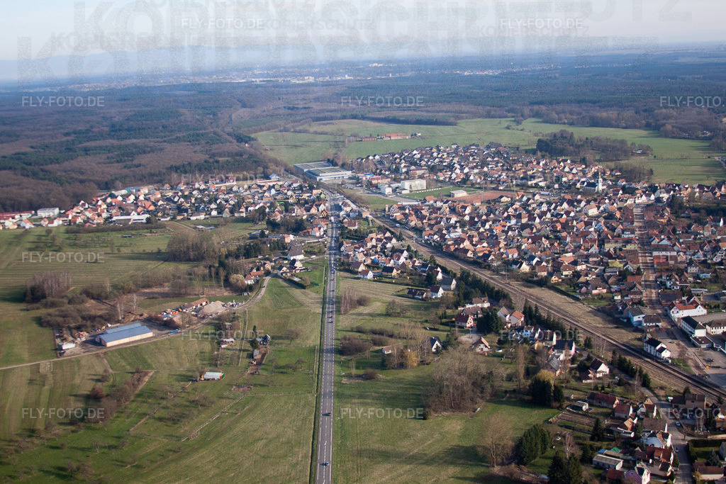 Ortsansicht | Luftbild: Ortsansicht in Griesbach im Bundesland Bas-Rhin in Frankreich. Foto: IMG_38689.jpg vom 20.03.2011 durch Werner Riehm/FLY-FOTO.de - Realisiert mit Pictrs.com