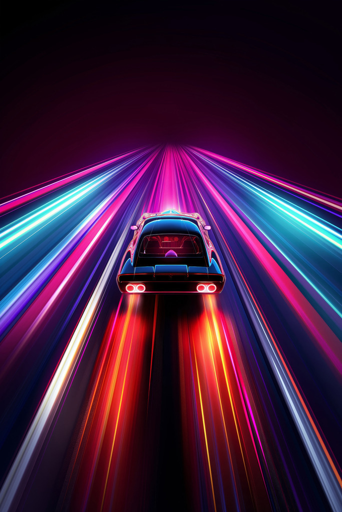 2405028 - Im Rausch der Lichter | Illustration eines Sportwagens im Geschwindigkeitsrausch.