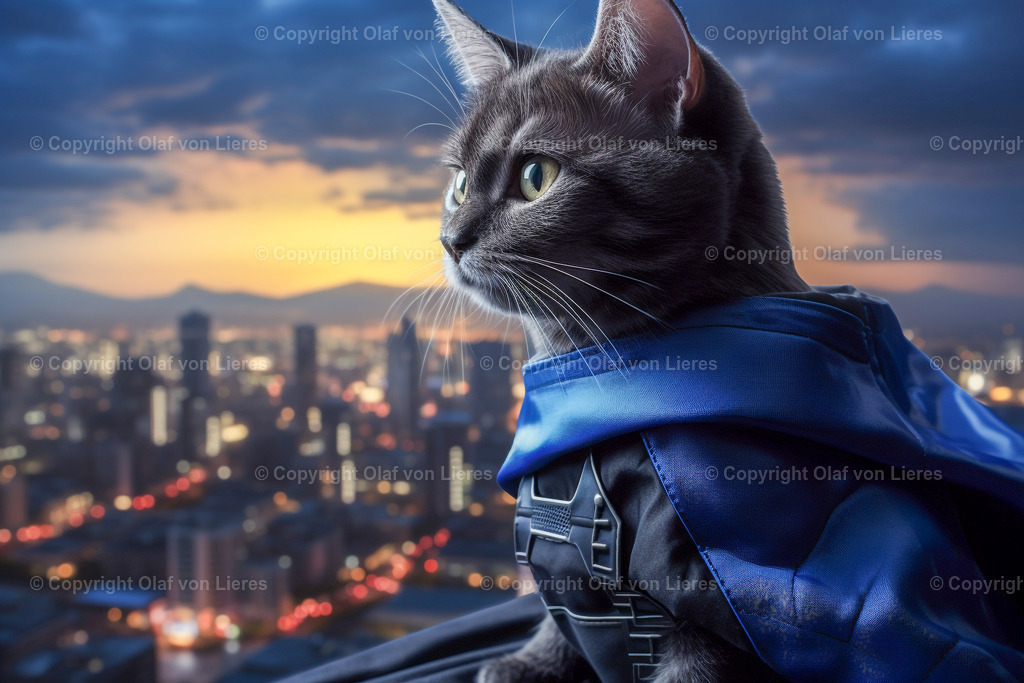 Katze mit Umhang | Katze als Superheld