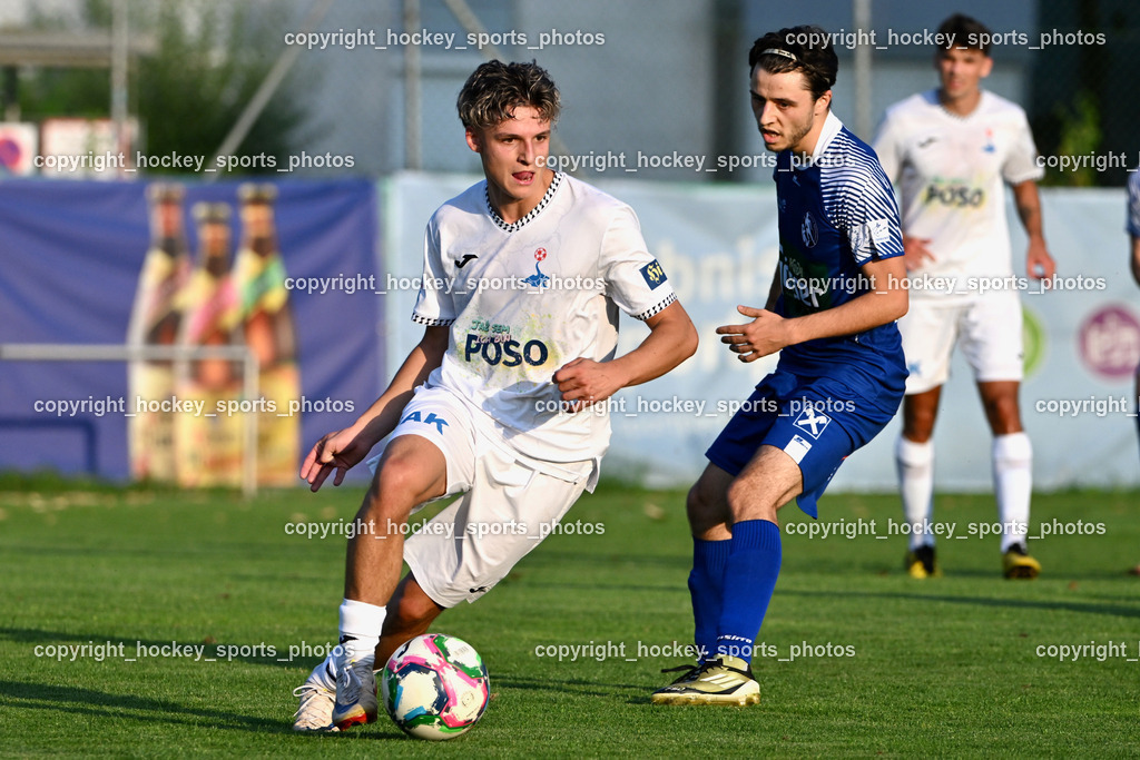 SAK vs. SV Dellach Gail | #10 Nando Lupar SAK, #20 Wolfgang Guggenberger SV Dellach Gail, SAK vs. SV Dellach Gail, SAK vs. SV Dellach Gail am 14.08.2025 in Klagenfurt (Sportpark Welzenegg), Austria, (Photo by Bernd Stefan)