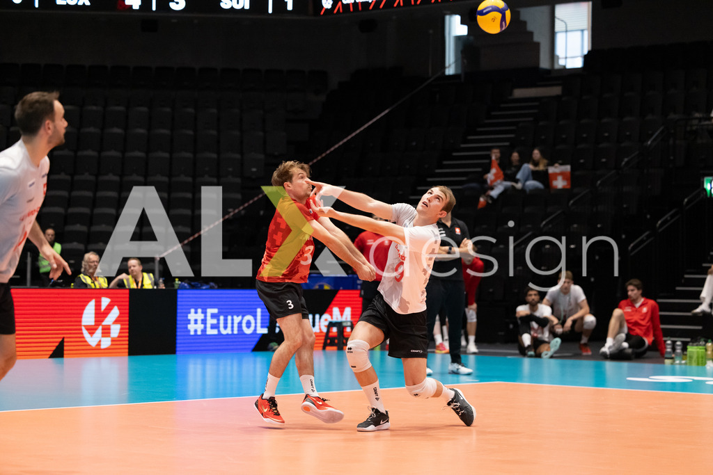 Luxembourg v Switzerland - CEV European League Men | KRIENS, SWITZERLAND - JUNE 12: JULIAN FISCHER of Switzerland and CYRIL KOLB of Switzerland during the CEV European League match between Luxembourg and Switzerland at Pilatus Arena on June 12, 2026 in Kriens, Switzerland. - Realisiert mit Pictrs.com