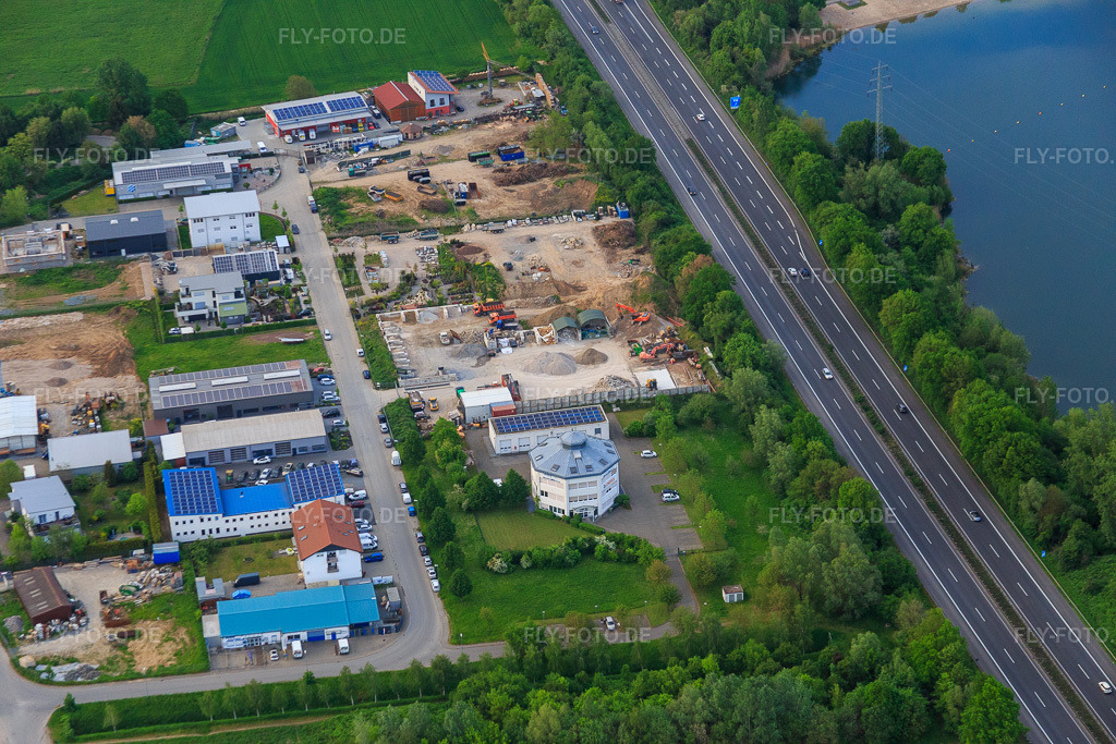 Luftbild: Gewerbegebiet Weindenring mit fly747 und Wreck Abbruch GmbH in Bensheim im Bundesland Hessen in Deutschland. Foto: IMG_088357.jpg vom 09.05.2016 durch Werner Riehm/FLY-FOTO.deWWW.FLY747.DE