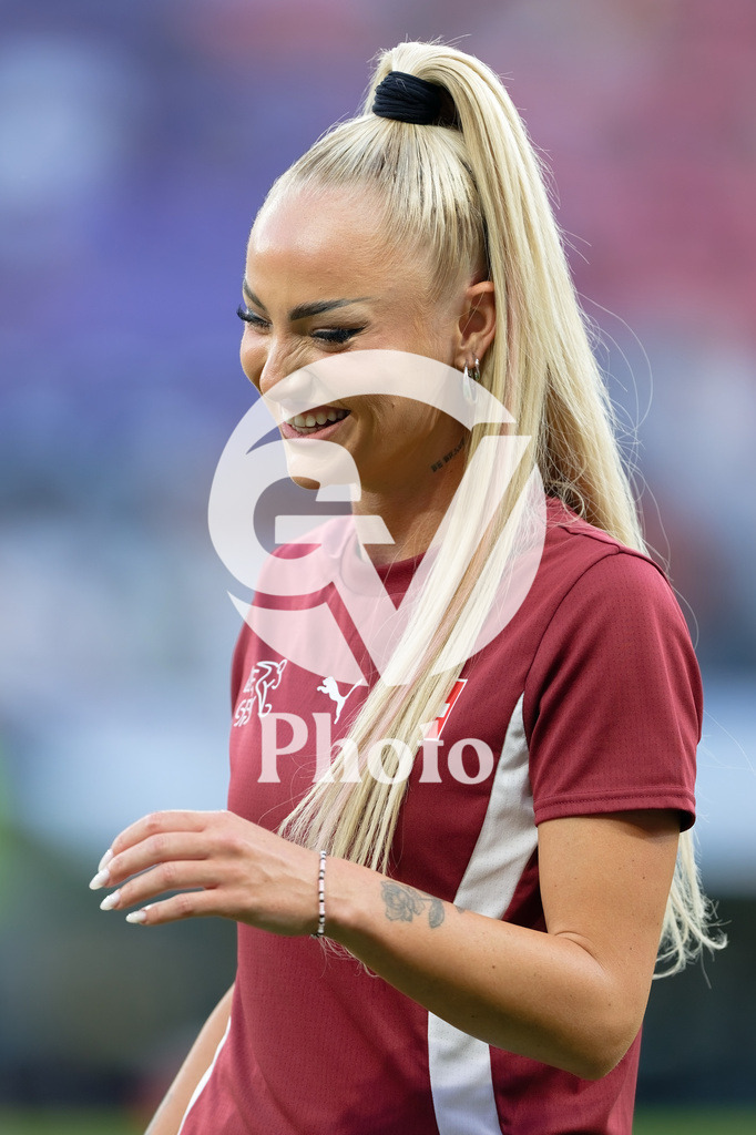 Spain v Switzerland - UEFA Women's EURO 2025 Quarter-Final | BERN, SWITZERLAND - JULY 18: Alisha Lehmann of Switzerland  during warm-up prior the UEFA Women's EURO 2025 Quarter-Final match between Spain v Switzerland at Stadion Wankdorf on July 18, 2025 in Bern, Switzerland. (Photo by Giuseppe Velletri/Sports Press Photo/Getty Images)