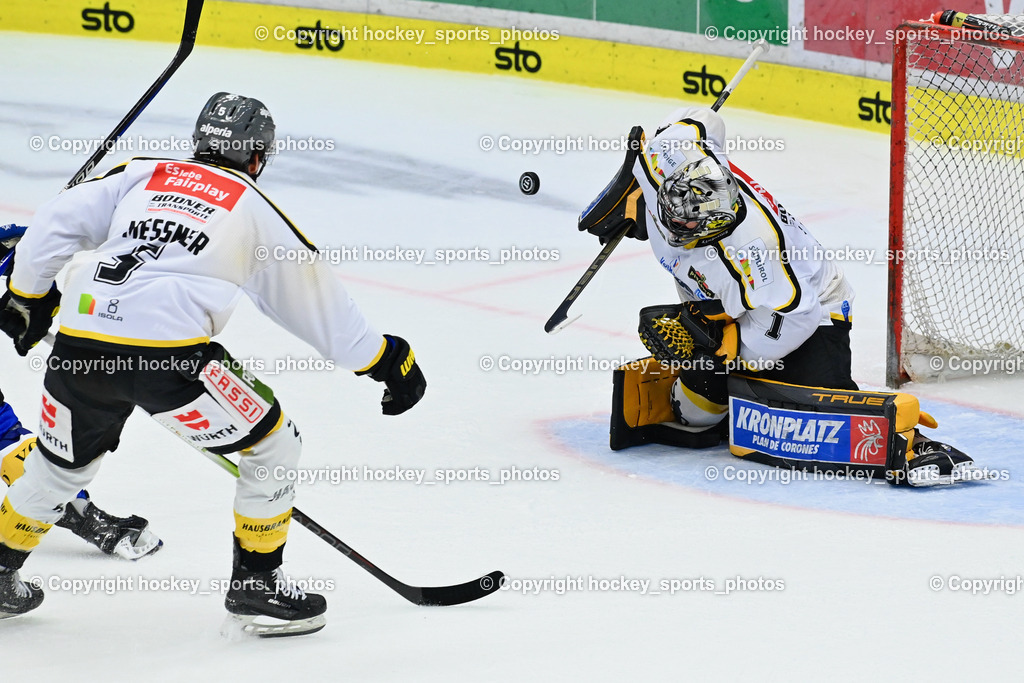 EC IDM Wärmepumpen VSV vs. HC Pustertal 8.10.2023 | #5 MESSNER Joel HC Pustertal, #1 SMITH Jacob HC Pustertal, EC IDM Wärmepumpen VSV vs. HC Pustertal 8.10.2023, EC IDM Wärmepumpen VSV vs. HC Pustertal am 08.10.2023 in Villach (Stadthalle Villach), Austria, (Photo by Bernd Stefan)