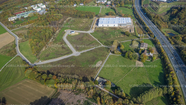 Wetter221017407 | Luftbild, Baugebiet für Gewerbepark Schwelmer Straße, Autobahn A1, Grundschöttel, Wetter, Ruhrgebiet, Nordrhein-Westfalen, Deutschland