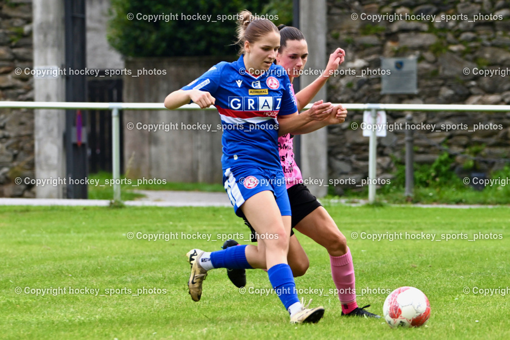 Carinthians Hornets vs. GAK 1902 Frauen | #8 Marie Haiden GAK, #18 Laura Therese Kert Carinthians Hornets, Carinthians Hornets vs. GAK 1902 Frauen, Carinthians Hornets vs. GAK 1902 Frauen am 01.09.2024 in Sachsenburg (Sportplatz Sachsenburg), Austria, (Photo by Bernd Stefan)