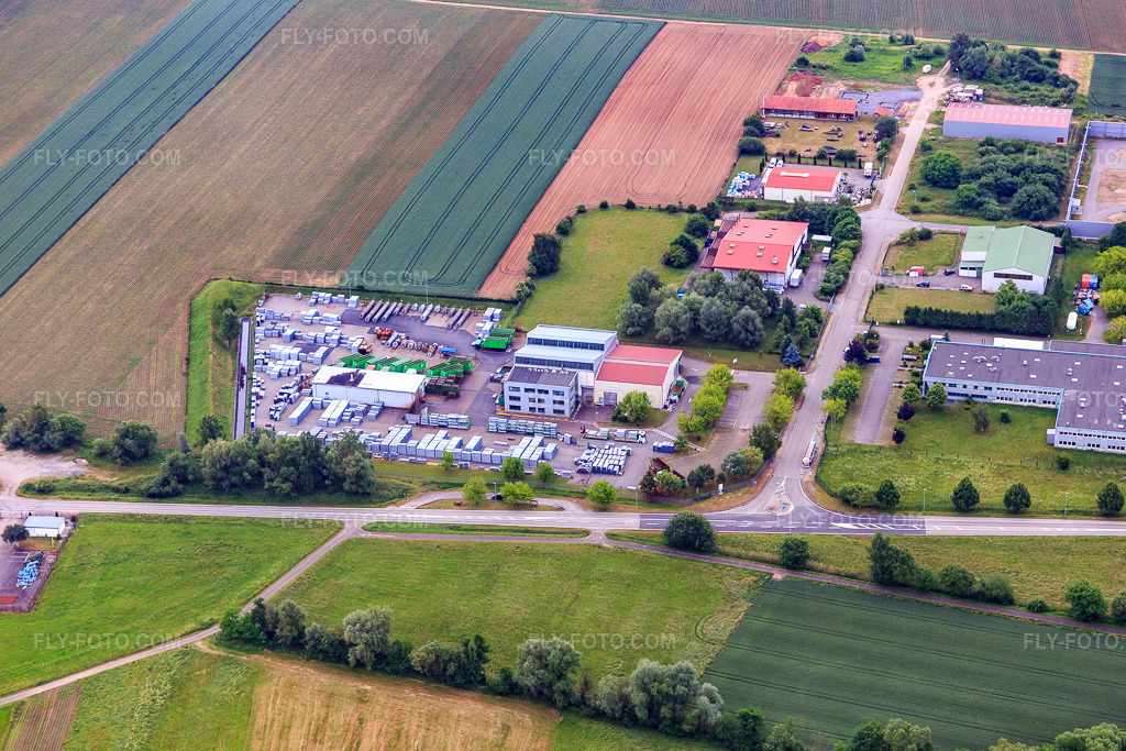 Aerial view: Industrial Park ZA Kiesweg PROFILE ALSACE in Niederlauterbach in the state Bas-Rhin, France.Photo: IMG_100750.jpg taken on 06/05/2017 by Werner Riehm/FLY-FOTO.comResolution of the original: 5472 x 3648 pxWWW.PROFILALSACE.COM