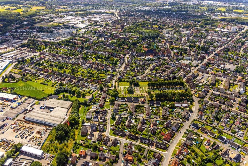 Hamm240705924 | Luftbild, Friedhof Hövel Gräberfeld, Wohngebiet Bockum-Hövel, Hamm, Ruhrgebiet, Nordrhein-Westfalen, Deutschland