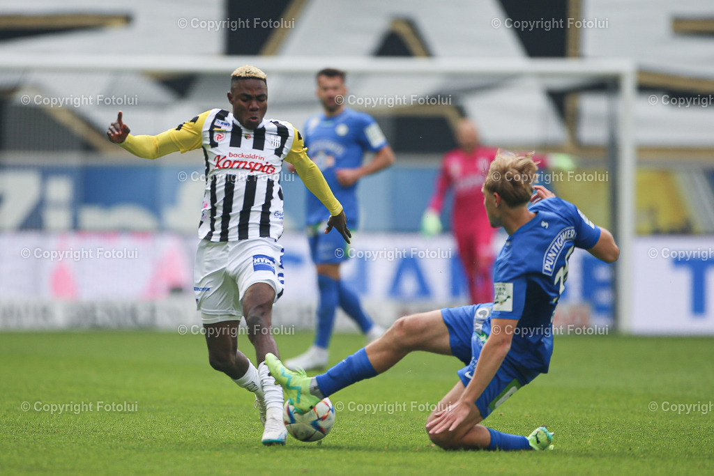 A_LUI_20230409_0013 | SPORT FUSSBALL ADMIRAL BUNDESLIGA 2022/23 LASK VS STURM GRAZ
IM BILD: Niklas Geyrhofer (Sturm), Moses Usor (Lask),
FOTO:FOTOLUI/UW