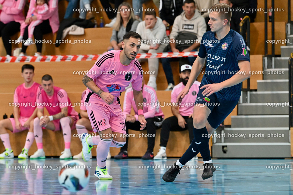 Carinthia Flamengo Futsal Club vs. LPSV-K | #70 Yosifov Svetlozar Angelov Carinthia Flamengo, #6 Senad Huseinbasic LPSV-K, Carinthia Flamengo Futsal Club vs. LPSV-K, Carinthia Flamengo Futsal Club vs. LPSV-K am 03.11.2024 in Klagenfurt (Ballspielhalle Viktring), Austria, (Photo by Bernd Stefan)