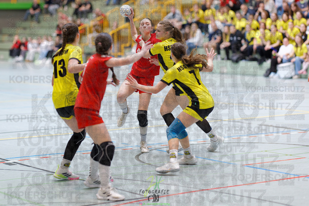 Hessenmeisterschaft wJC - Finale; HSG Kleenheim - HSG Weiterstadt/ Braunsh.Worf. | Hessenmeisterschaft wJC - Finale; HSG Kleenheim - HSG Weiterstadt/ Braunsh.Worf. am 22.03.2025 in Biedenkopf (Sporthalle Lahntalschule)Photo © 2025 - Jörg Heinrich - Realisiert mit Pictrs.com