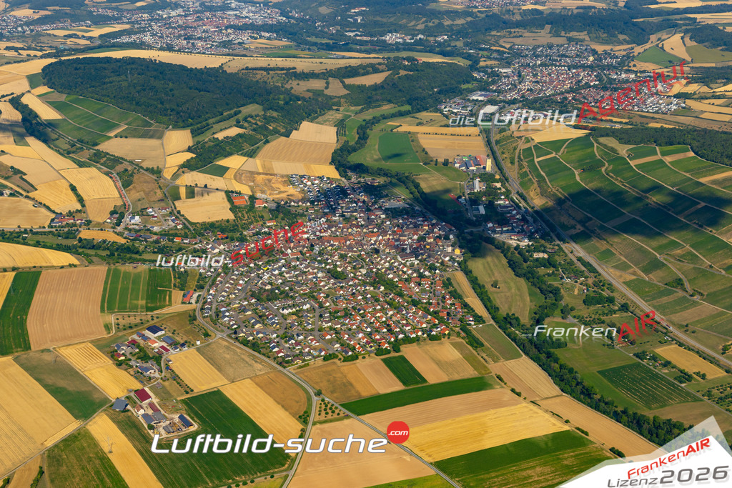 Das Luftbild zeigt : Markelsheim Bad Mergentheim - Die Luftaufnahme wurde 2023 vom UL-Flugzeug aus erstellt ( keine Drohne ) - Hochauflösende Luftaufnahme - Für grossformatige Ausdrucke geeignet. Die Geschenkidee !Mit Lizenz und Bildrechte bestellbar
