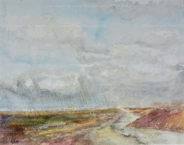 Bruchlandchaft | "Bruchlandschaft", Aquarell und Farbstifte auf Hahnemühle-Bütten, 600g/qm, 27x34 cm - Realisiert mit Pictrs.com