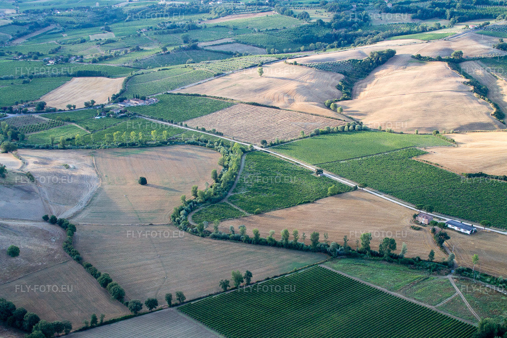 Vue aérienne: Vue de la ville à Montefollonico dans le département Toscane, Italie. Photo: IMG_43360.jpg prise le 25/07/2011 par Werner Riehm/FLY-FOTO.eu – Résolution de l'original: 4272 x 2848 px