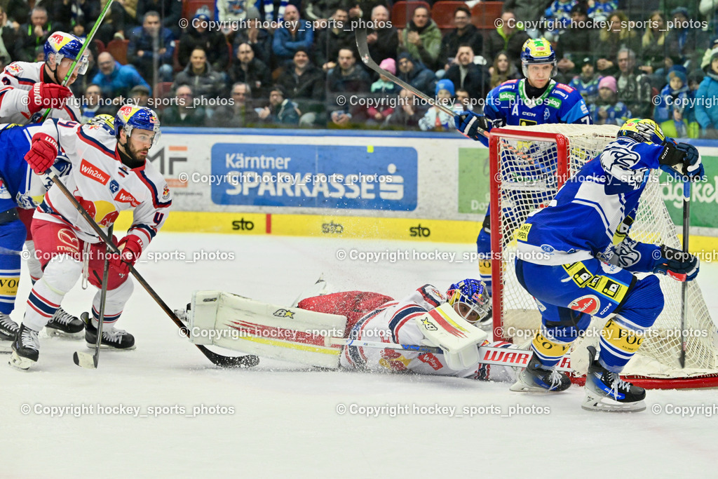 EC IDM WÄRMEPUMPEN VSV vs. EC Red Bull Salzburg | #4 Nienhuis Nash EC Redbull Salzburg, #35 TOLVANEN ATTE EC Redbull Salzburg, #16 HANCOCK Kevin EC VSV, #72 HUGHES John EC VSV, EC IDM WÄRMEPUMPEN VSV vs. EC Red Bull Salzburg, EC IDM WÄRMEPUMPEN VSV vs. EC Red Bull Salzburg am 17.01.2025 in Villach (Stadthalle Villach), Austria, (Photo by Bernd Stefan)