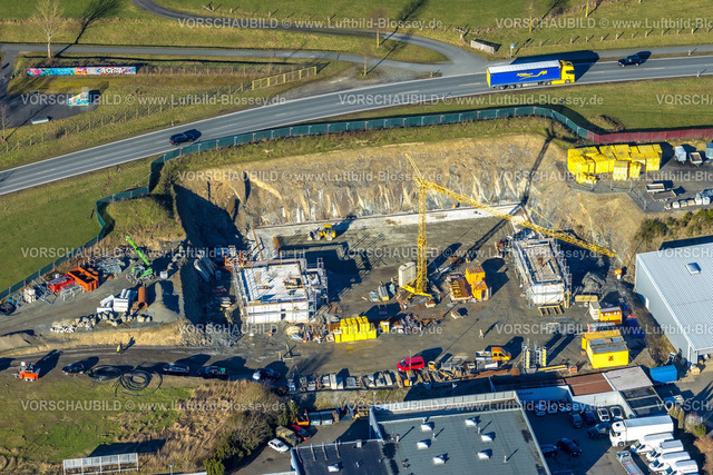 Schmallenberg230205478 | Luftbild, Baustelle und Neubau, Am Einheit Bundesstraße B236, Schmallenberg, Sauerland, Nordrhein-Westfalen, Deutschland