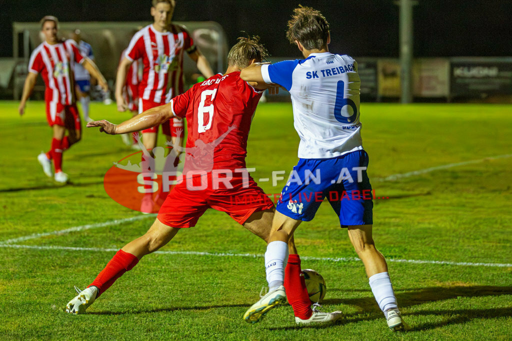 FC KAC - SK Treibach 2-2, Kärntner Liga | Peter Pucker (FC KAC #6) David Hude (SK Treibach #6) FC KAC - SK Treibach 2-2 am 25.08.2023 in Klagenfurt
(Sportplatz KAC), Austria, (Photo by Ernst Krawagner sport-fan.at) - Realisiert mit Pictrs.com